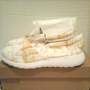 Gold and White Noneillah Men Music Note Slip-Ons